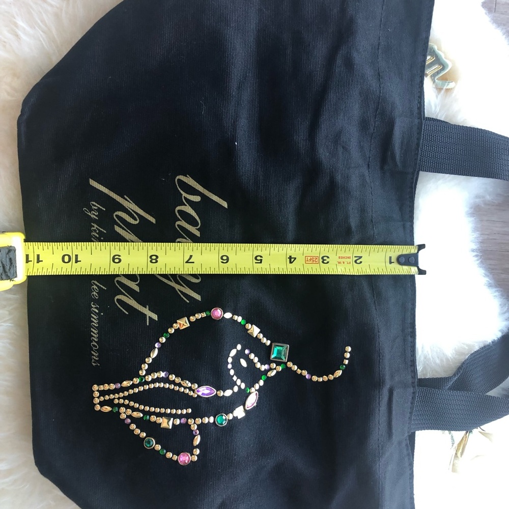 NWOT Vintage Baby Phat Black Canvas Tote with Gold + Plastic Jewel Logo